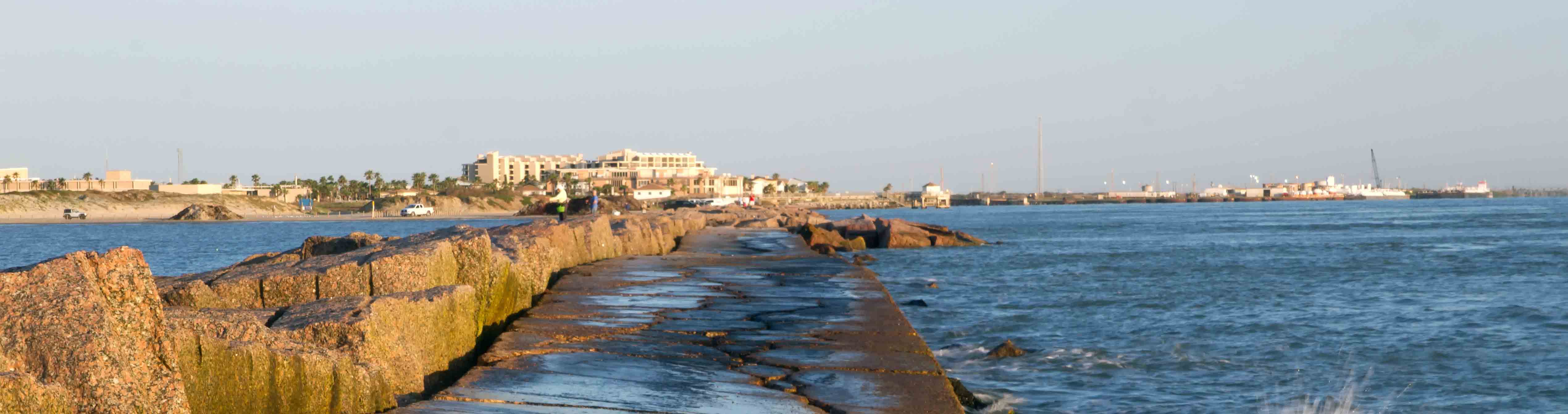 Barrier and coastline in Port Aransas