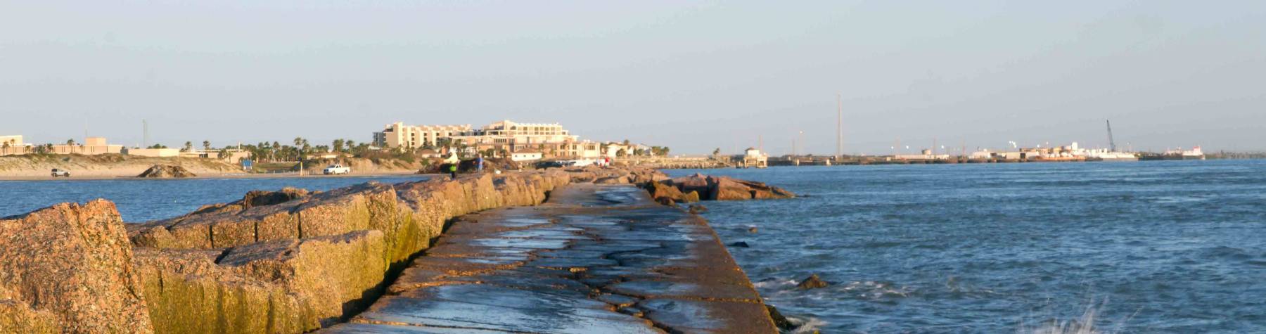 Barrier and coastline in Port Aransas