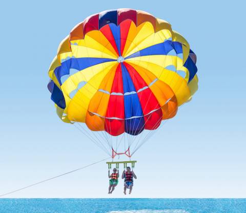 couple on parasailing trip couple on parasailing trip